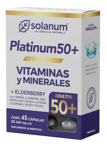 Platinum 50+ Vitaminas Minerales + Elderberry Solanum 45caps Sabor Sin Sabor