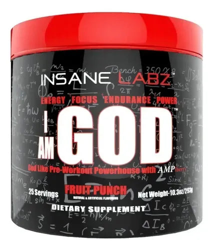 I Am God Pre Entreno Insane Labz 25 Servicios Sabor Fruit Punch Ponche De Frutas
