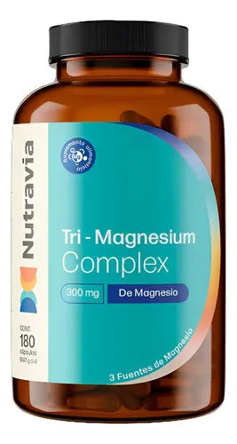 Nutravia Tri-magnesium 180 Caps. Veganas Alta Absorcion Sin Sabor