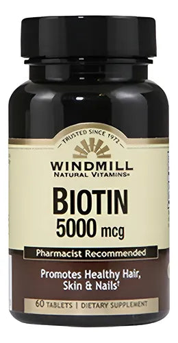 Biotina 5000mcg Windmill Biotin 60 Tabletas Biotina Sabor Sin Sabor