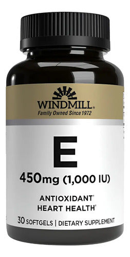 Vitamina E Windmill Cápsulas De 450 Mg, Suplemento Para El Bienestar Sin Sabor
