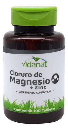 Cloruro Magnesio Mas Zinc 100 Tabletas Vidanat Sabor Sin Sabor