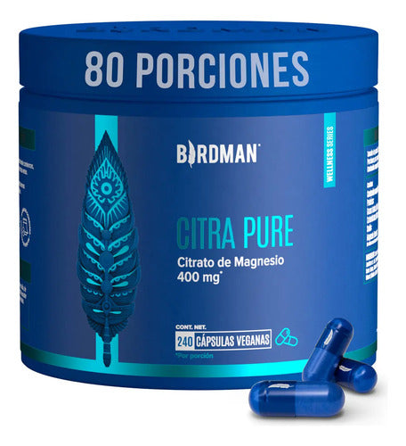 Birdman Citrato De Magnesio 400 Mg | Sin Aditivos | Mujer / Hombre | 240 Cápsulas Sin Sabor