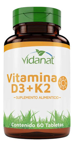 Vidanat Vitamina D3 + K2 Vidanat 60 Tabletas Suplemento Sin Sabor