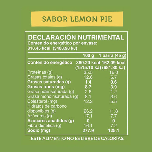 Barra De Proteína Sabor Lemon Pie 5 Unidades 225g Wild Foods
