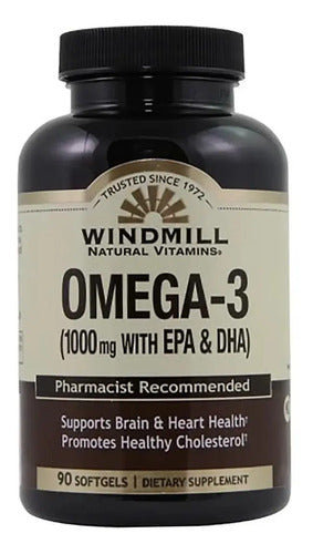 Omega 3 1000mg Con Epa Dha Windmill 90 Softgels Omega 3 Sabor Sin Sabor