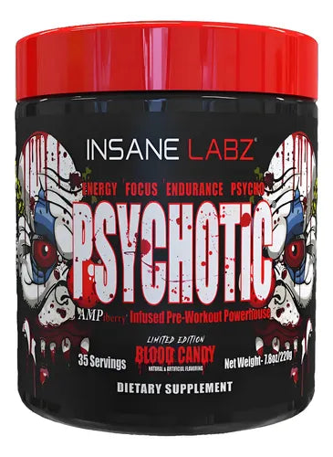 Pre-entreno Insane Labz Psychotic Sabor Uva De 220g Sabor Blood Candy