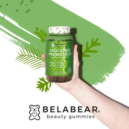 Jugo Verde + Probióticos 5 Billones Belabear 100 Gomitas Sin Sabor