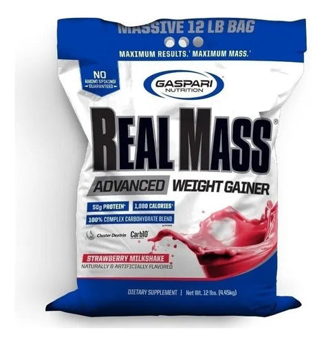 Proteína Gaspari Nutrition Real Mass Advanced 12 Lbs Fresa Deportiva Polvo