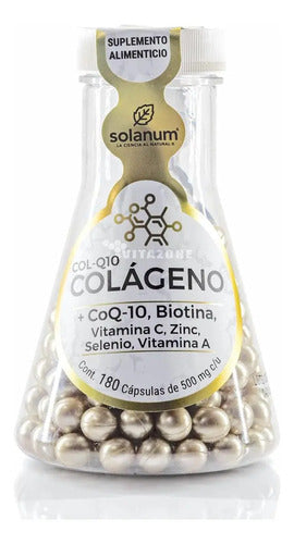 Colágeno Coq-10 180 Cápsulas Solanum Colágeno Coenzima Q-10 Biotina Vitaminas Y Minerales Sin Sabor