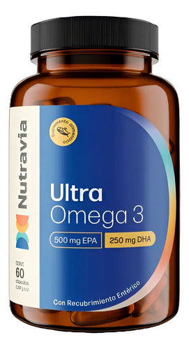 Omega 3 Nutravia Ultra 500mg Epa 60 Cápsulas Sin Sabor Aceite De Pescado