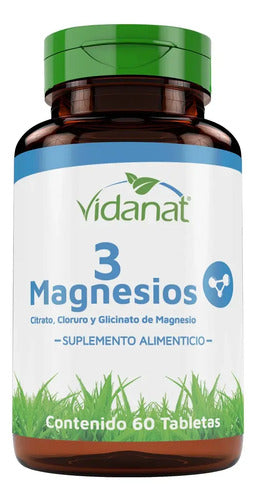 3 Magnesios 60 Tabletas Vidanat Mejora El Rendimiento Sabor Sin Sabor