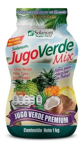 Solanum Jugo Verde Mix Piña Colada 1kg Fibra Para Mezcla Piña Colada
