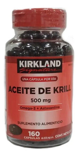 Suplemento En Cápsulas Kirkland Signature Aceite De Krill Alimenticio En Botella 160 Un Softgels Por Día Contiene Ácidos... Sin Sabor