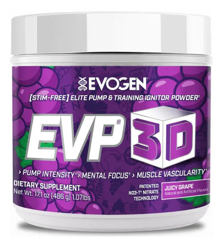 Pre Entreno Evogen Evp 3d Sabor Juicy Grape 40 Servicios Sin Gluten