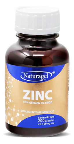 Zinc Con Germen De Trigo | 200 Cápsulas | Naturagel Sin Sabor