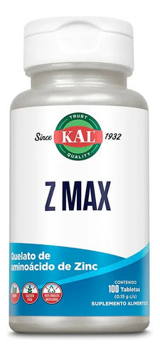 Kal Z Max Zinc Quelatado 100 Tabletas Veganas Alta Absorcion Sin Sabor
