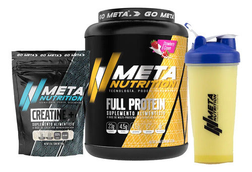 Creatina Meta Nutrition + Full Protein 4.4 Lbs + Shaker Pak Sabor Fresa