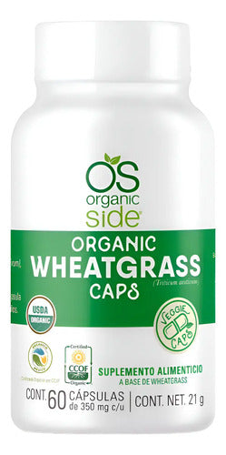 Wheatgrass Orgánico Pasto De Trigo 60 Cápsulas Organic Side Sin Sabor