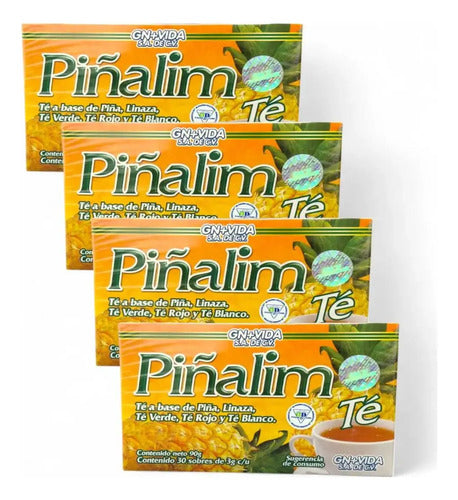 Té Digestivo Piñalim 4 Cajas Gn+vida Piña Linaza Te Verde