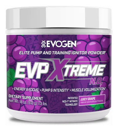 Pre Entreno Evogen Evp Xtreme Para Rendimiento De 40 Servicios, Juicy Grape