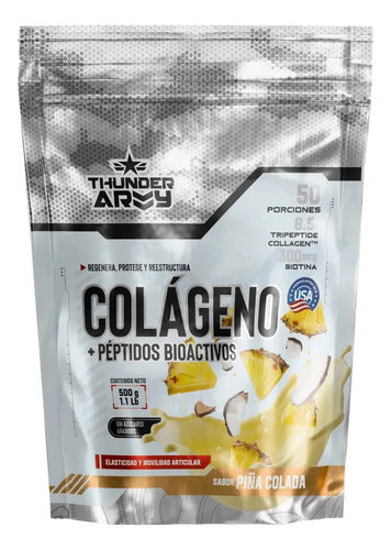 Colágeno Con Péptidos Thunder Army De 500 G Sabor Piña Colada