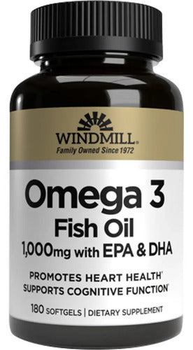 Omega 3 1000mg Epa Dha Sin Sabor Windmill 180 Cápsulas Gel