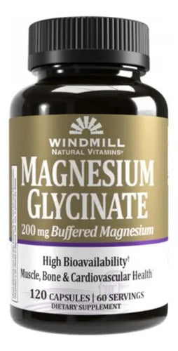 Windmill Magnesium Glycinate 200mg 120 Capsulas Sabor Sin Sabor