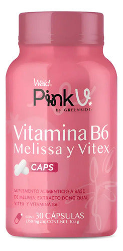 Greenside Pink Cápsulas De Melissa Vitamina B6 Y Vitex Suplemento Herbal Sin Sabor