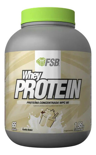 Proteina Whey Protein Fsb 1.95kg 65 Servicios Wpc 80 Sabor Vainilla Shake