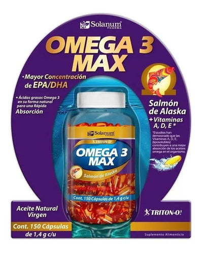 Solanum Omega 3 De Salmón De Alaska + Vitaminas 150 Caps Sin Sabor