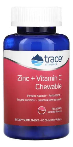 Trace Minerals Zinc, Vitamina C 60 Masticables Raspberry Frambuesa