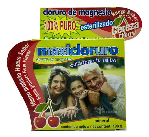Cloruro De Magnesio Polvo Maxiprod Sabor Cereza 100g Nutricional
