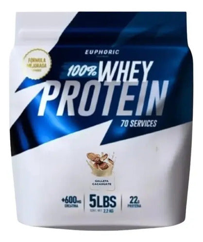 Proteína 100% Whey Euphoric 2.2 Kg Adicionada Con Creatina Sabor Galleta Cacahuate