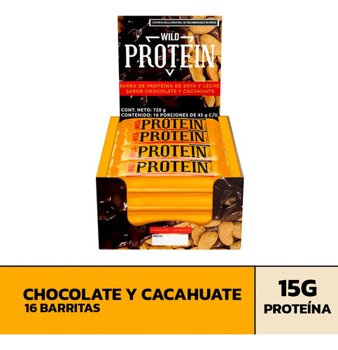 Barritas De Proteína Wild Foods Sabor Chocolate Cacahuate Pack X16 Uds.
