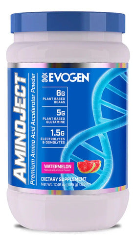 Aminoácidos Evogen Aminoject 30 Porciones Sabor Sandía Bcaa