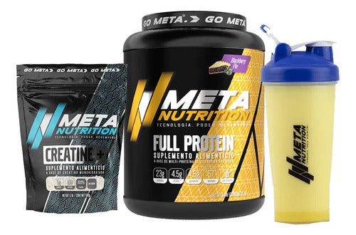 Creatina Meta Nutrition + Full Protein 4.4 Lbs + Shaker Pak Sabor Blackberry Pie