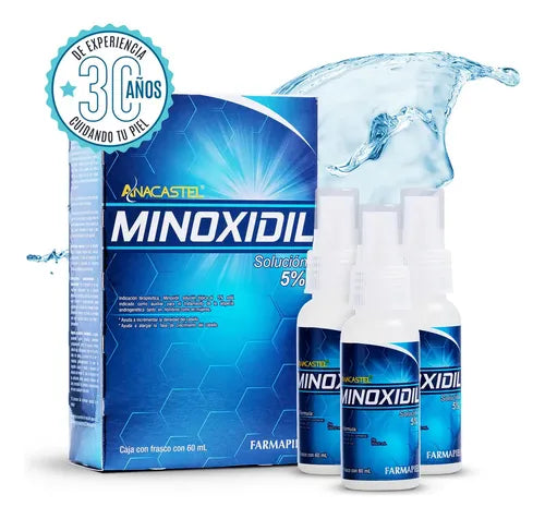 Minoxidil 5% Anacastel 6 Pack Solución Tratamiento Cabello Anticaida Capilar, Crecimiento Cabello Y Crecimiento Barba Y Bigote Minoxidil Tópico (pack 2, 3 Y 6 Piezas)