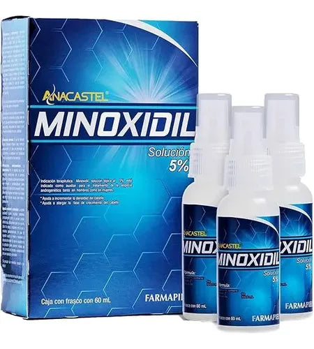Minoxidil Tratamiento Capilar Anacastel 5% 60ml C/u 3 Pack Sin Sabor
