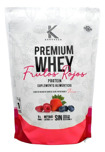 Proteina Kardagar Premium Whey Frutos Rojos Endulzado Stevia 1 Kg