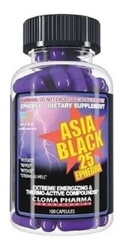 Cloma Pharma Asia Black 100 Cápsulas Termogenico Quemador Sin Sabor
