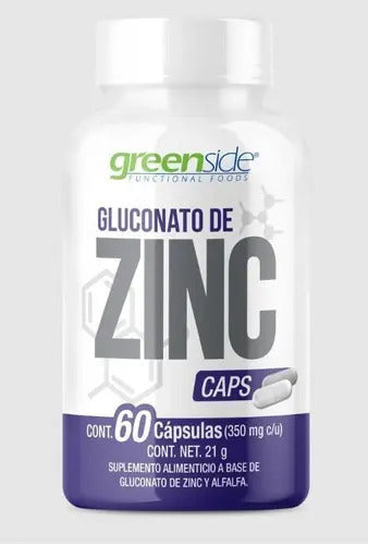 Gluconato De Zinc Greenside Cápsulas Nutricional 60 Caps Sin Sabor