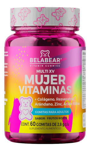 Solanum Multi Vitaminas Mujer Gomitas Sin Gluten Sabor Frutos Rojos 60pz