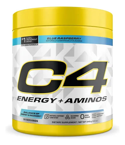 Aminos + Energy Cellucor C4 Bcaa/eaa Cero Azucar Hidratacion Sabor Blue Rasperry