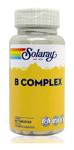 Solaray B Complex - Complejo B + Vit B2, B6, B12 60 Tabs Sabor Sin Sabor