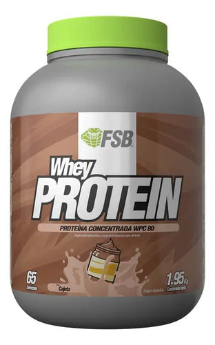 Proteina Whey Protein Fsb 1.95kg 65 Servicios Wpc 80 Sabor Cajeta