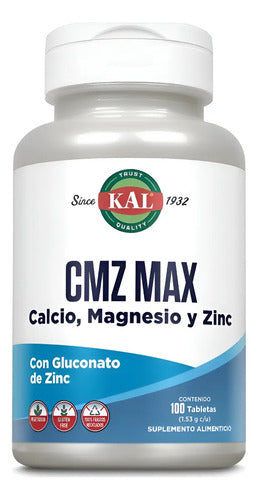 Suplemento Nutricional Multivitamínico Kal Cmz Max Calcio Magnesio Zinc 100 Tabletas Sin Sabor