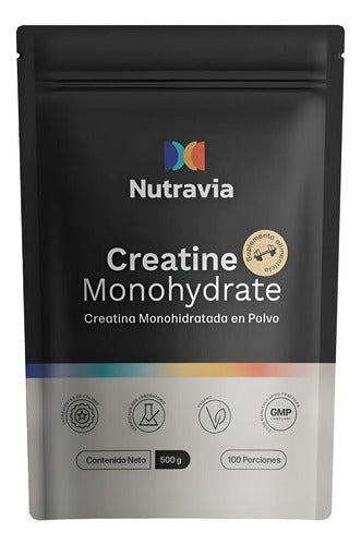Creatina Monohidratada Nutravia 500g Polvo Sin Sabor Vegano Libre Gluten