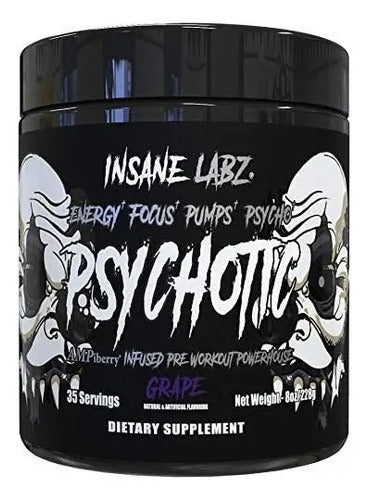 Pre Entreno Insane Labz Psychotic Black 35 Serv Sabores Sabor Uva