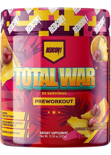 Preentreno Redcon1 Total War 30 Servicios Sabor Tropical Punch 441g Ponche Tropical